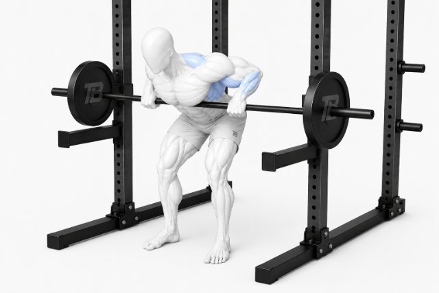 Barbell Pendlay Row shown in two positions