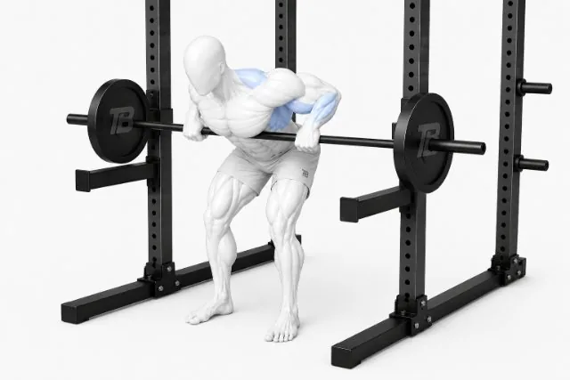Barbell Pendlay Row shown in two positions