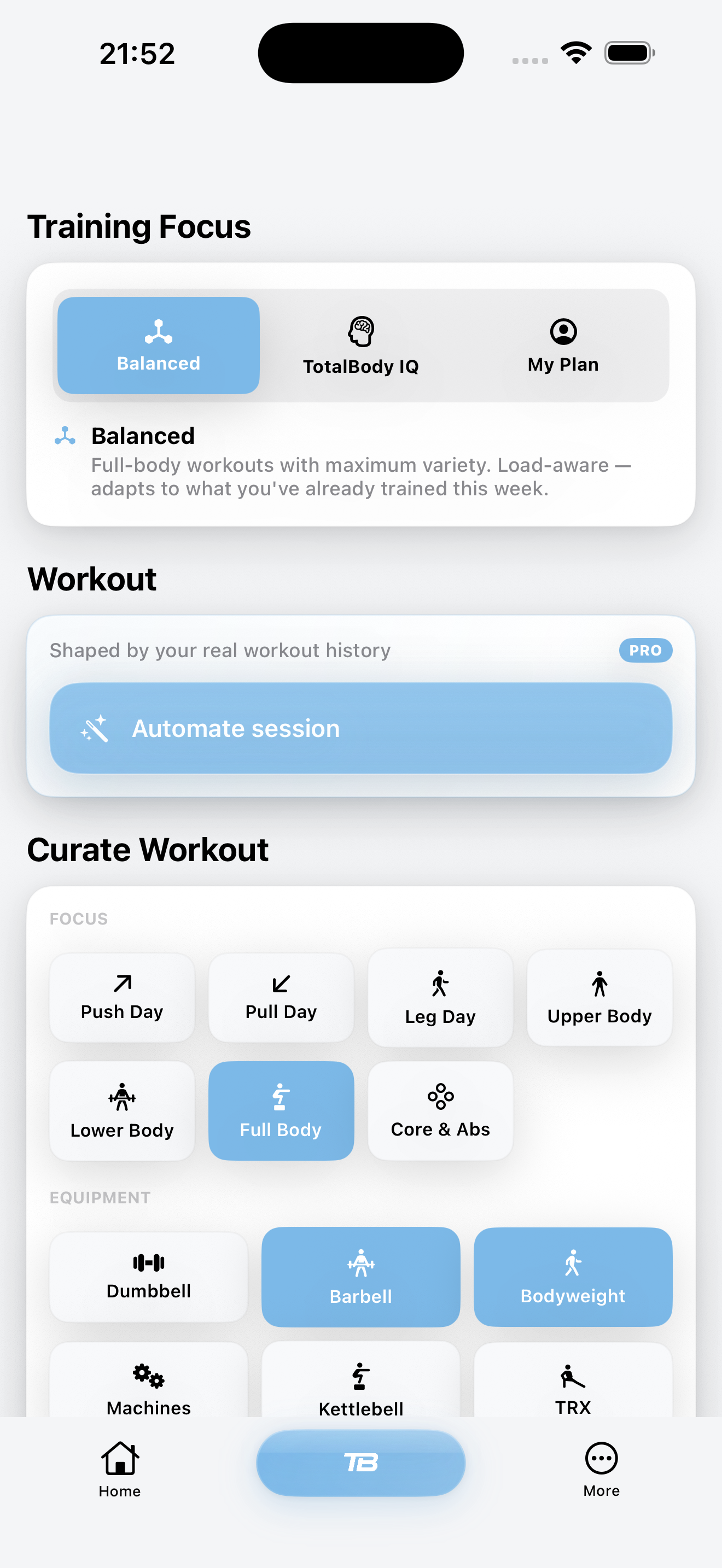 Smart session recommendation with exercise targets